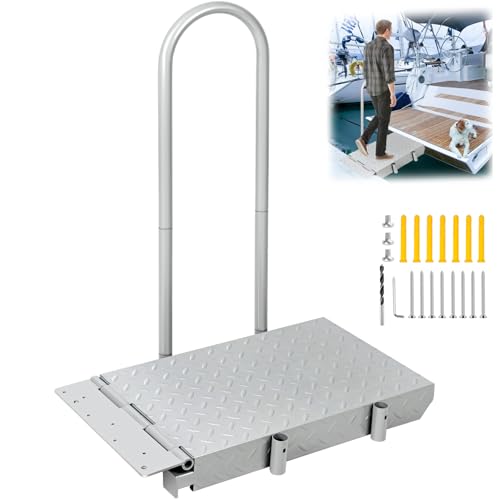 Silver Folding Dock Boarding Platform with Handrail Q687705