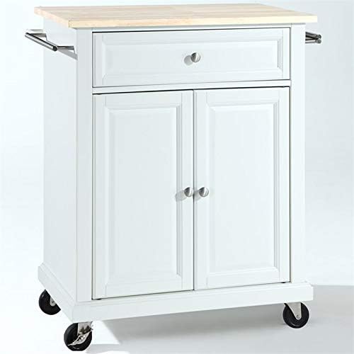 White Natural Wood Top Kitchen Cart T725728