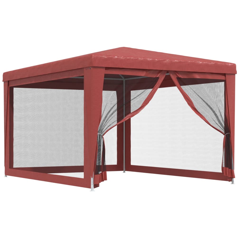 Party Tent with 4 Mesh Sidewalls Red 9.8'x13.1' HDPE T7142
