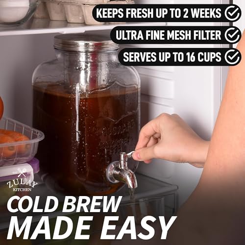 1 Gallon Cold Brew Coffee Maker with Extra-Thick Glass & Stainless Steel Infuser R40808