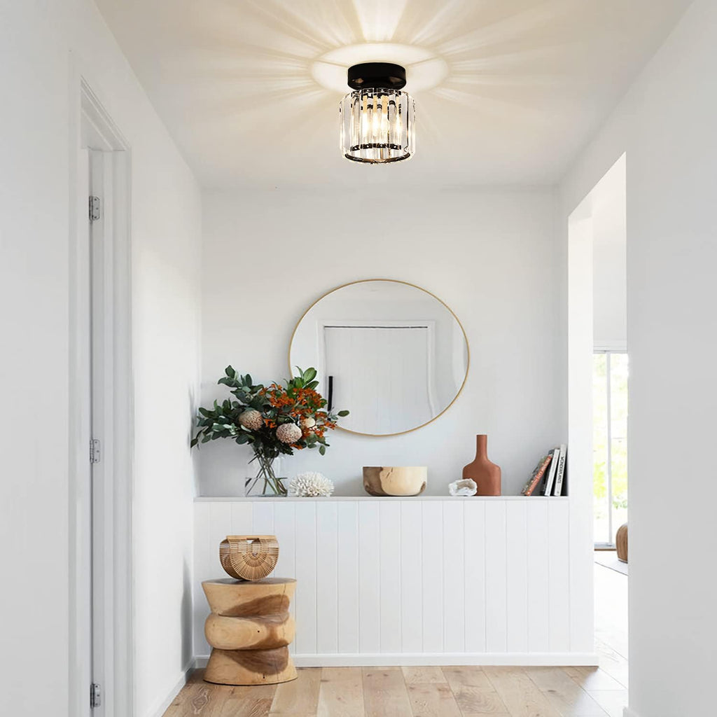 Small Black Crystal Semi Flush Mount Ceiling Light T6738