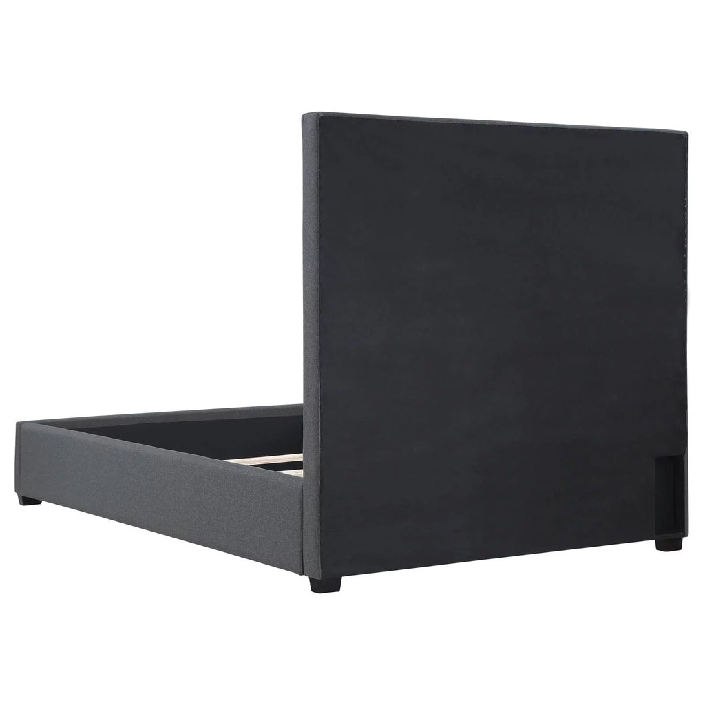 Upholstered Bed with Nailhead Trim Charcoal E6229