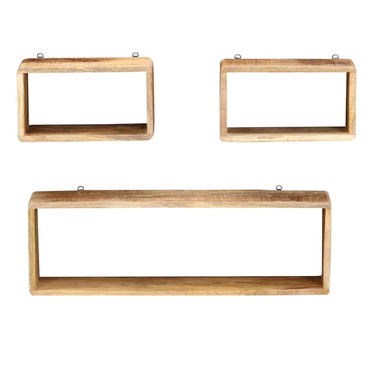 Solid Mango Wood 3 Piece Wall Cube Shelf Set B501