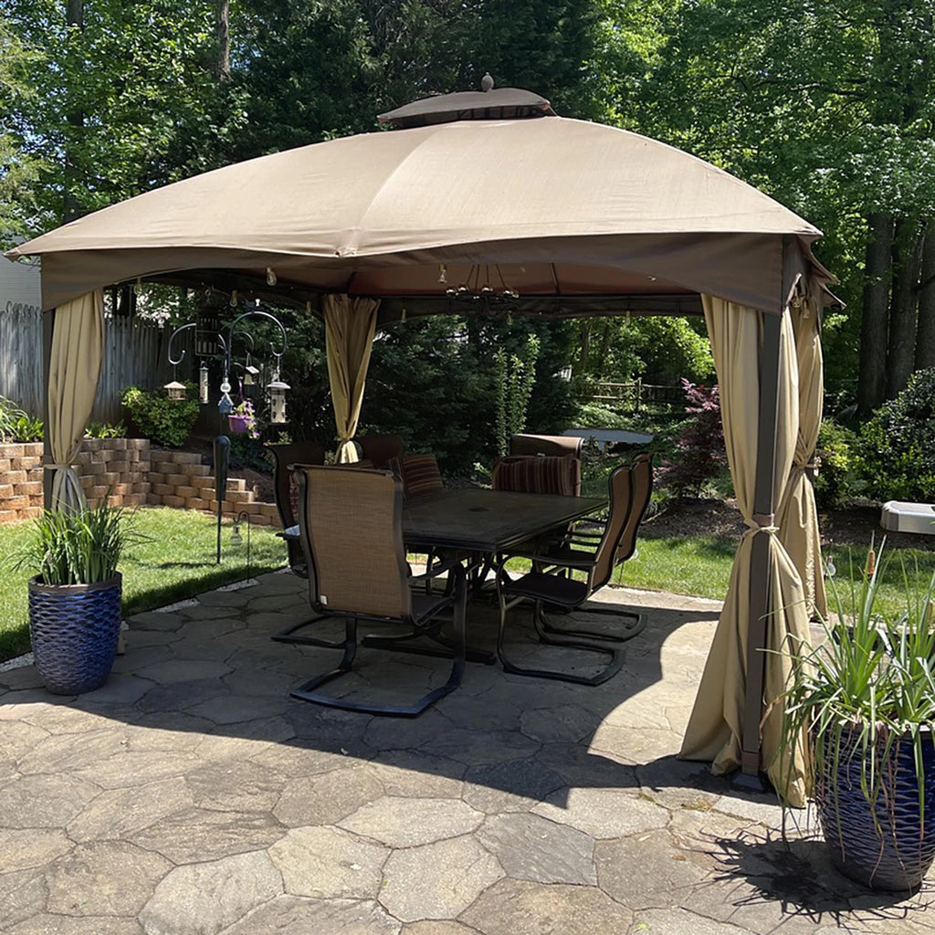 2-Tier Canopy Top Replacement for 10'x12' Gazebo Coffee Beige G6860