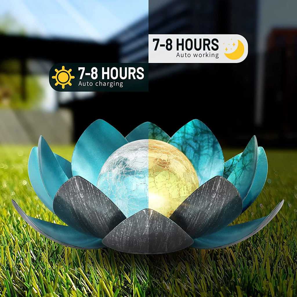 Waterproof Metal Glass LED Lotus Solar Garden Lights G713