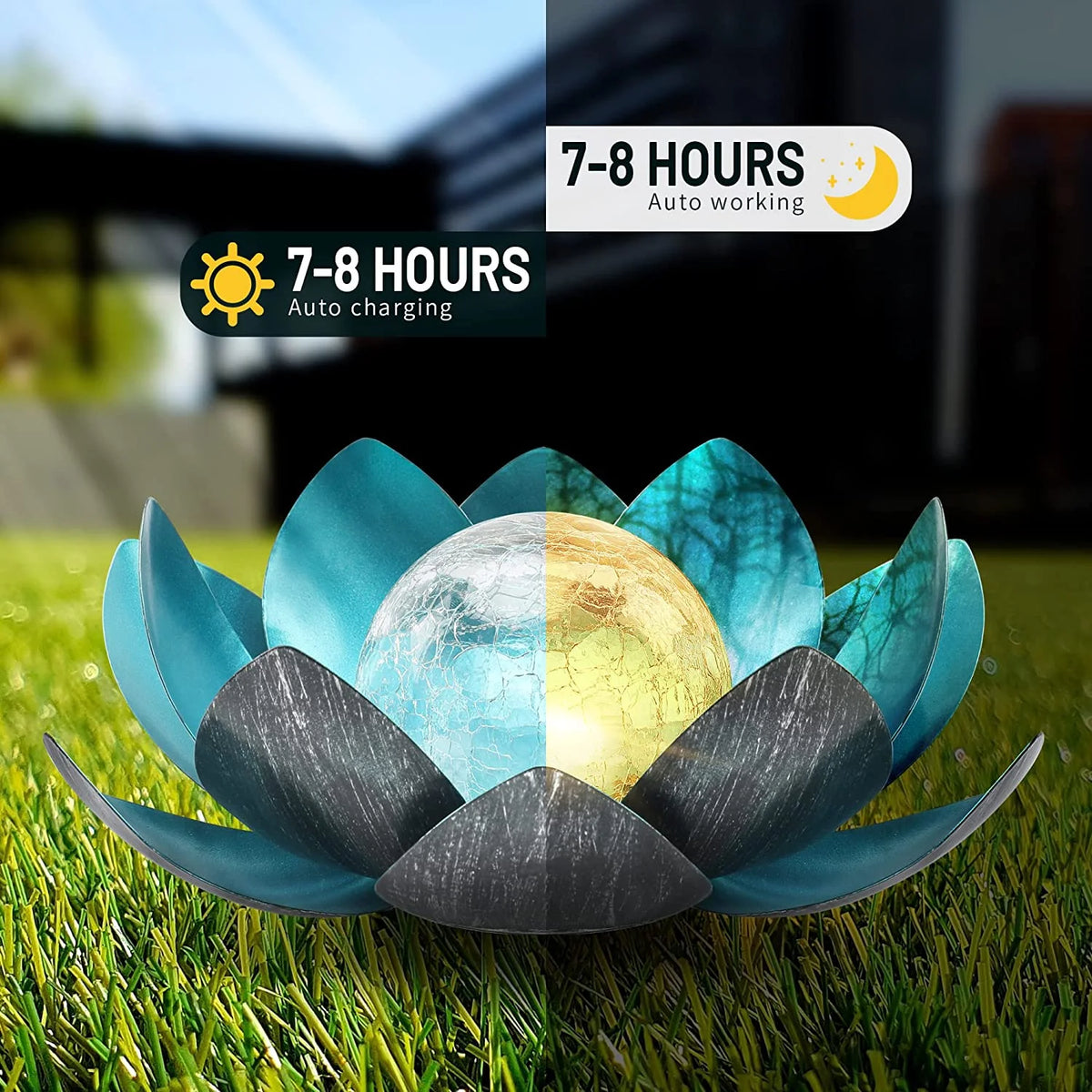 Waterproof Metal Glass LED Lotus Solar Garden Lights G713