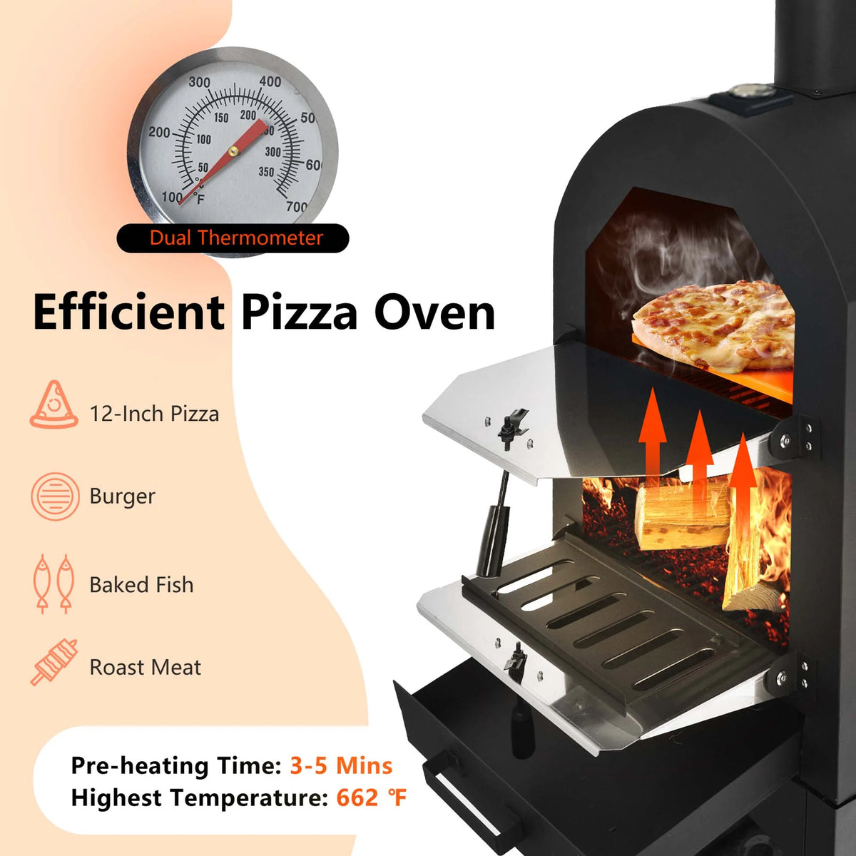 Outdoor Wood Fire Pizza Oven with Pizza Stone I392024