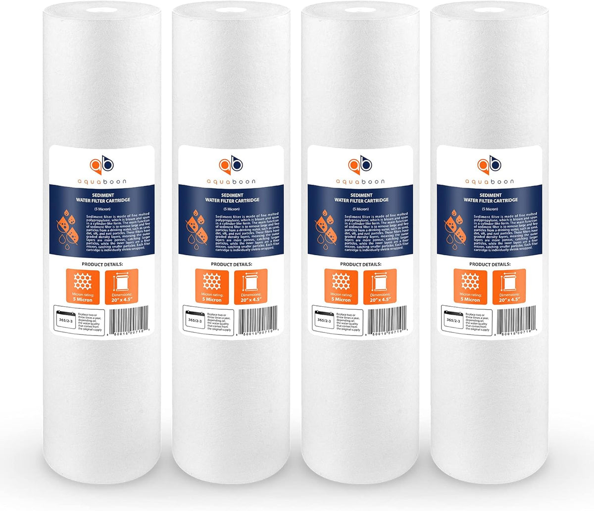 5 Micron 20 Sediment Water Filter Replacement Cartridge 4 Pack V714