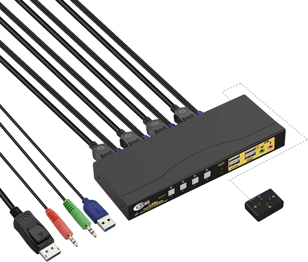 4Kx2K@60Hz DP 1.2 Dual Port Displayport KVM Switch with Audio and Cables F524