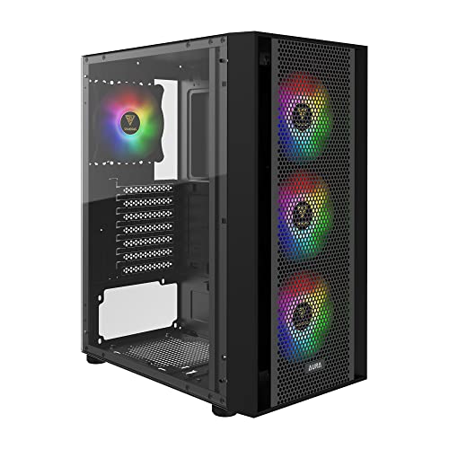 White RGB ATX Mid Tower Computer PC Case with Tempered Glass and 3 Built-in 120mm ARGB Fans K932116