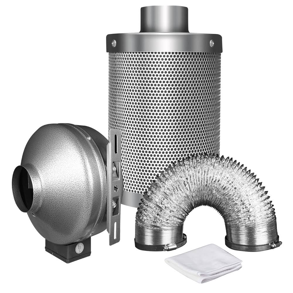 8 inch 750 CFM Inline Fan with Carbon Filter and Ducting D1126
