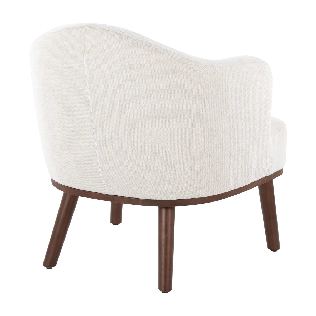 Mid-Century Modern Accent Chair in Walnut Wood and Cream Fabric C364