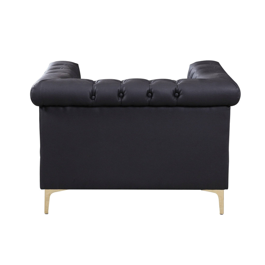 Black PU Leather Button Tufted Club Chair E594963
