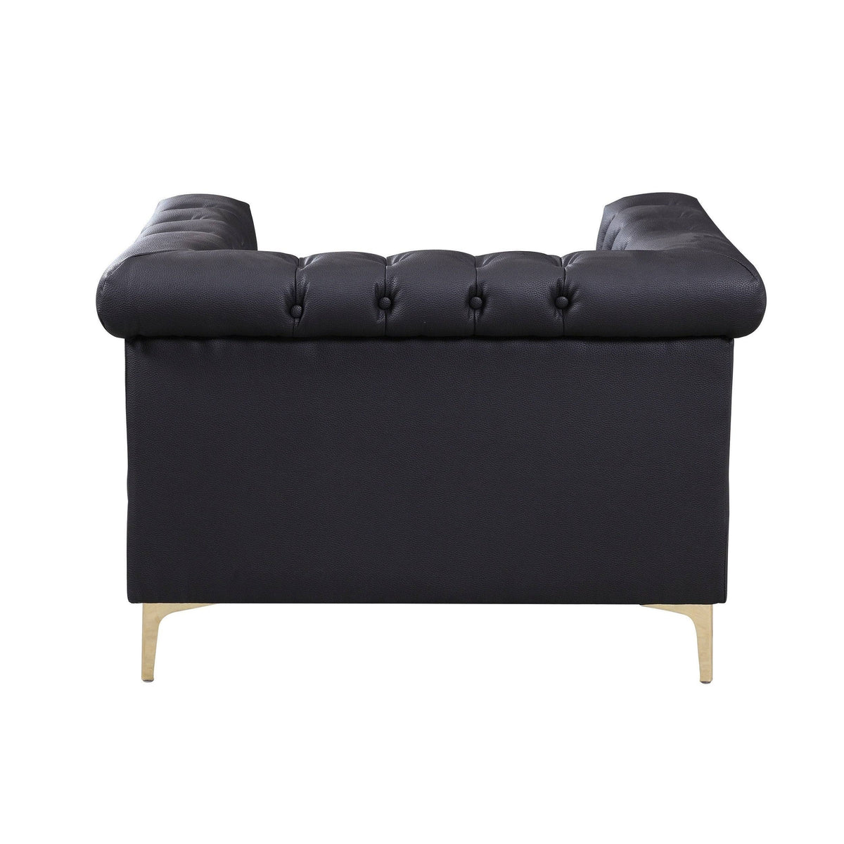Black PU Leather Button Tufted Club Chair E594963