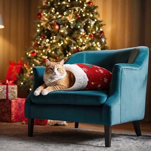 Christmas Cat Sleeping Bag Self Warming Burrow Kitten Bed Winter Pet Cave N2022