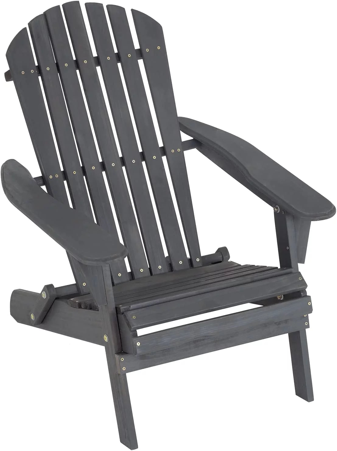 Folding Adirondack Chair Weather Resistant Wood Patio Chair Grey Z642