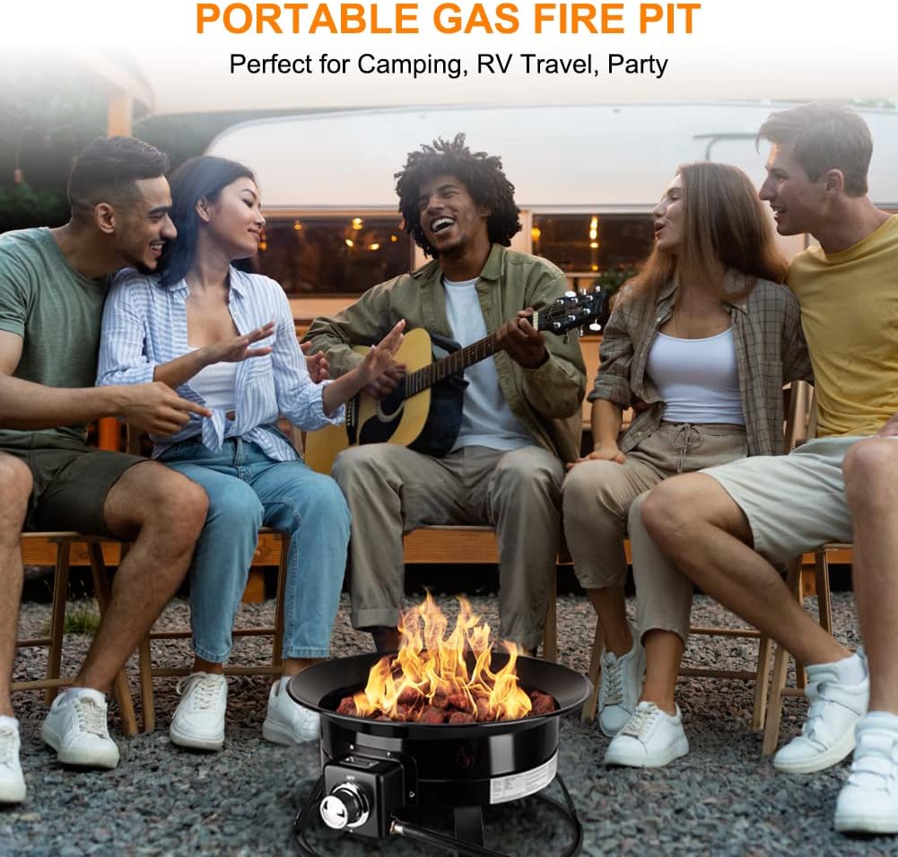 19 Inch Diameter Black Portable Propane Fire Pit C5044