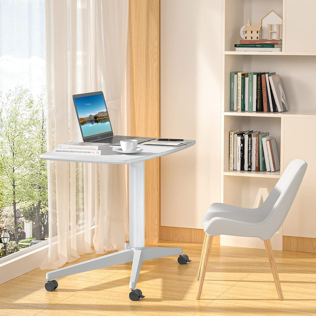 Mobile Standing Desk Height Adjustable Pneumatic Rolling Sit Stand Desk Cart Riser L33395