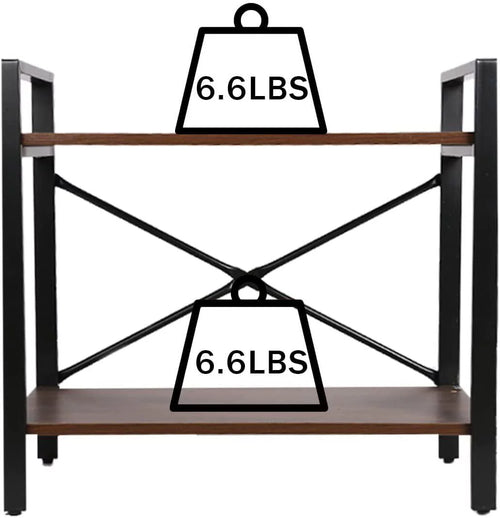 2-Tier Ash Grey Wood Bookshelf with Metal Frame O361983