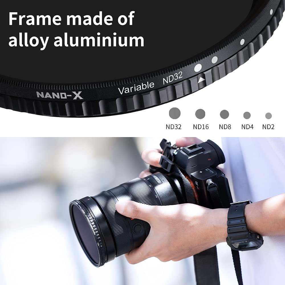 77mm Variable ND Lens Filter Kit (2 Pcs) ND2-ND32 with TPU Filter Cap B689367