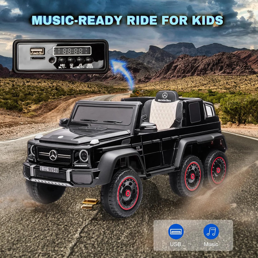 24V 6 Wheels Electric Ride on Kids Car with Remote Control Music&Lights Black B82326
