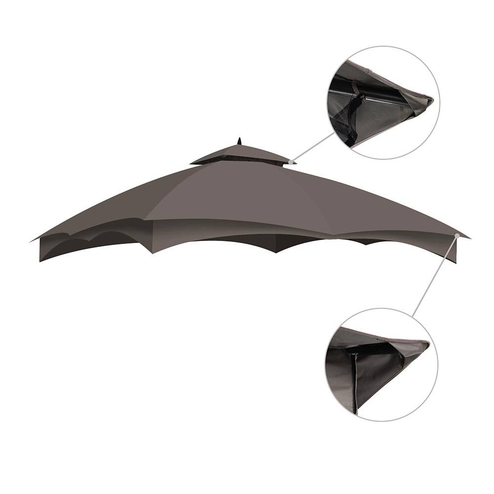 2-Tier 12x10 Gazebo Canopy Top Replacement Brown Y469813