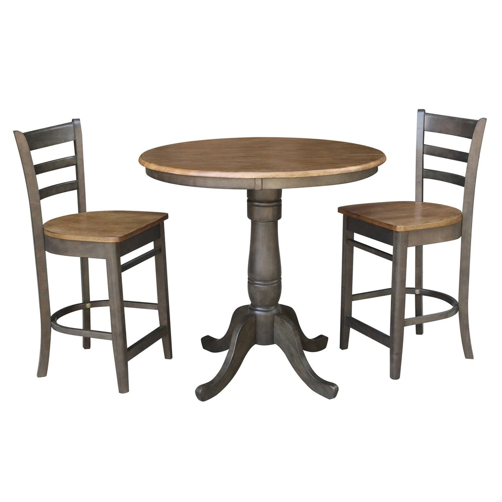Round Pedestal Gathering Height Table with 2 Counter Height Stools - 3 Piece Set S917