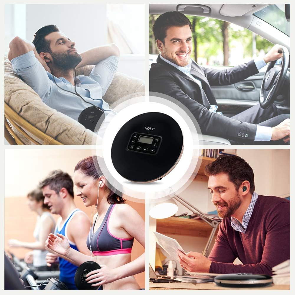 Portable Bluetooth CD Player Rechargeable Black Q9646