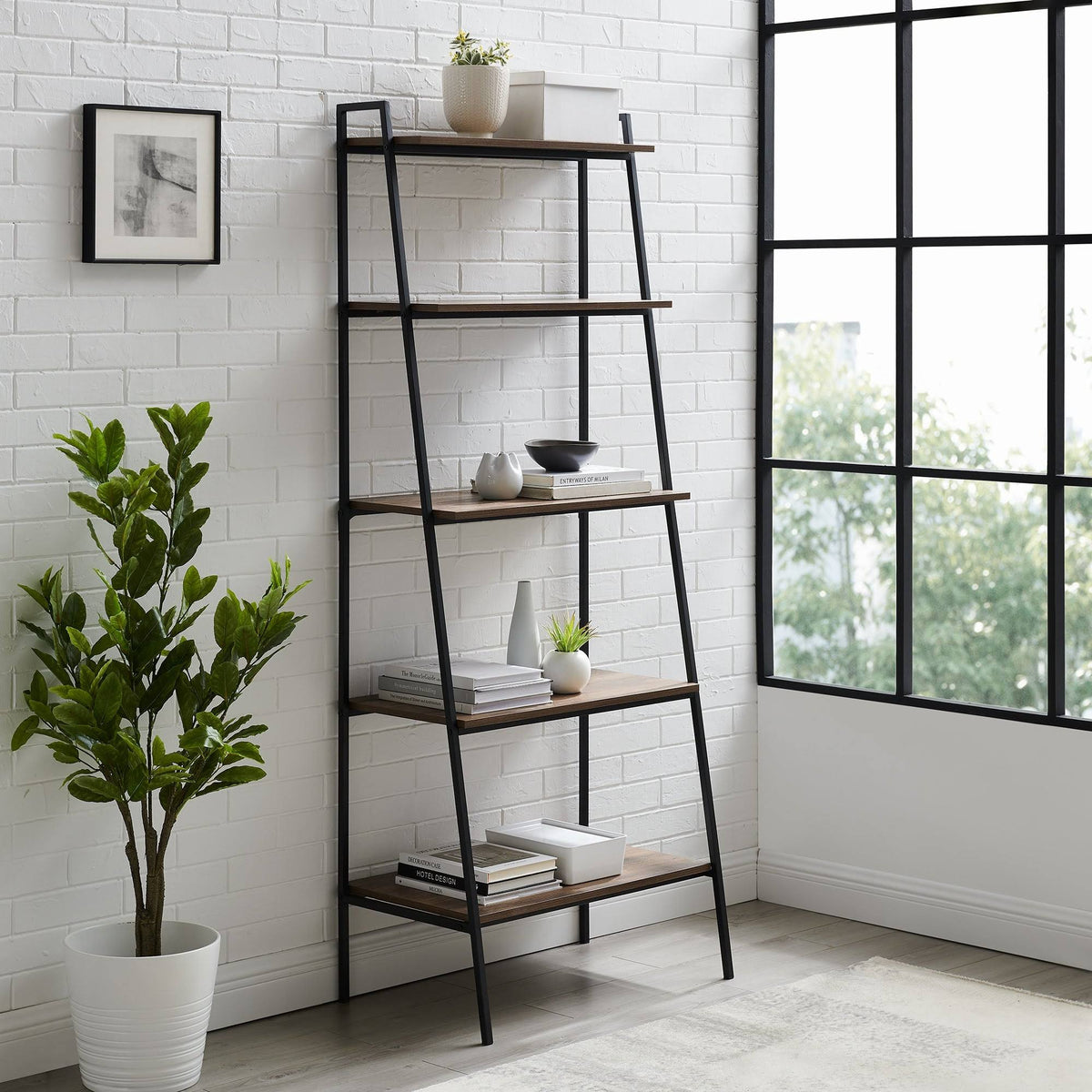 Dark Walnut Open Ladder Bookshelf F1839