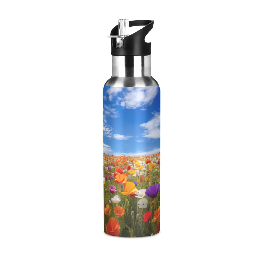 20 oz Insulated Stainless Steel Kids Water Bottle with Straw Lid L1949