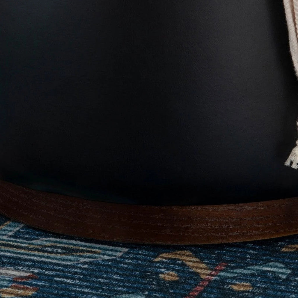 Faux Leather Round Storage Ottoman H41203