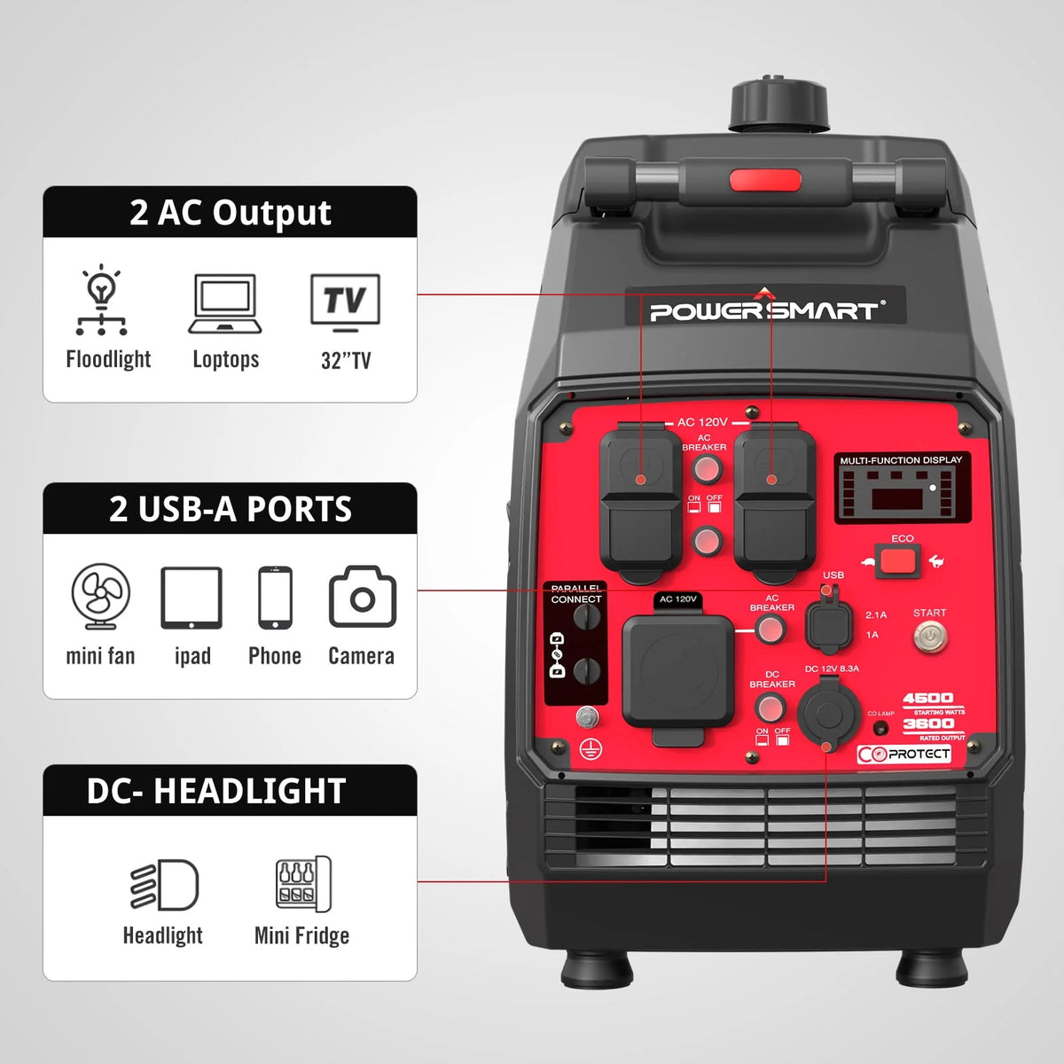 4500W Portable Inverter Gas Generator with Electric Start W72117