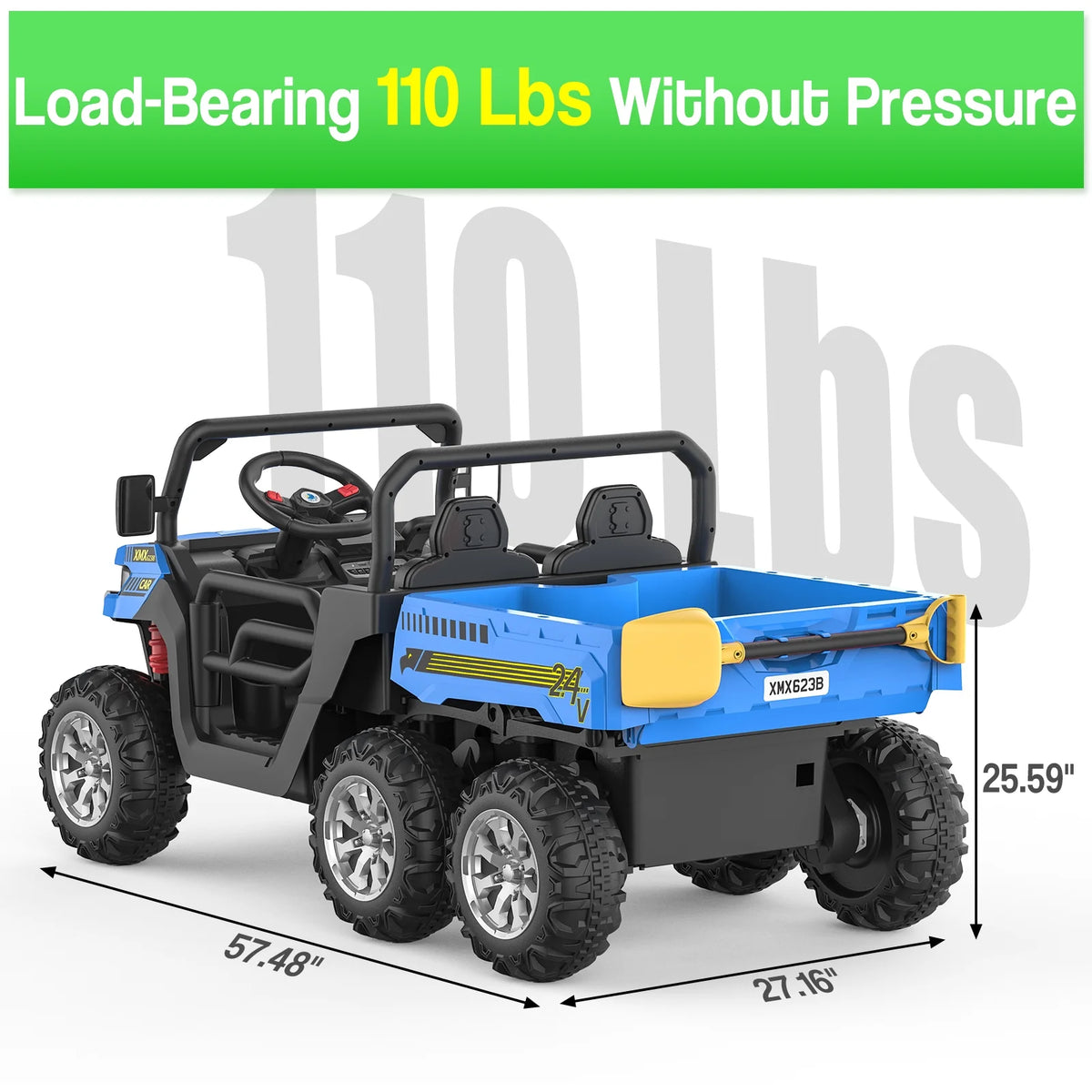 24V 6 Wheels Electric Ride on Tractor Dump Truck Q310