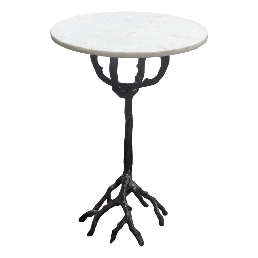Birch Round Accent Table with Marble Top G832777