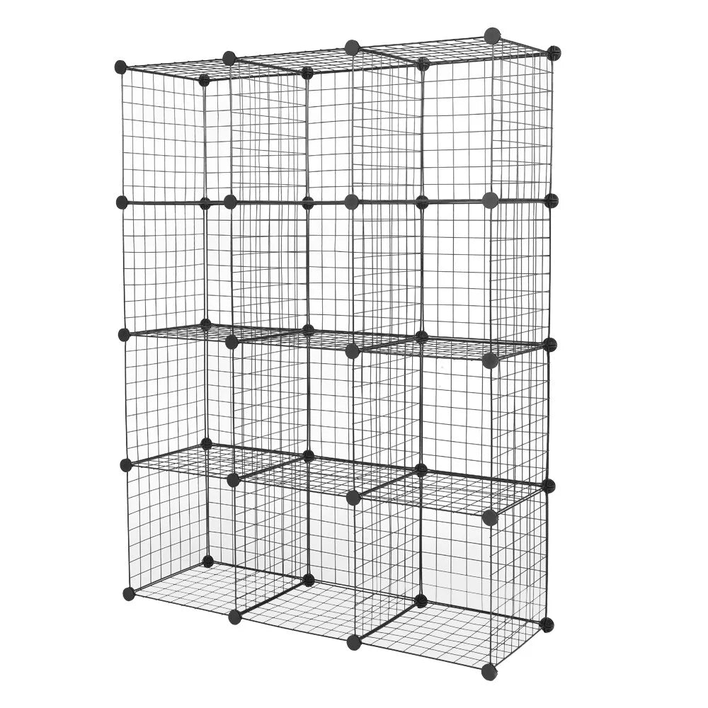 12-Cubes Metal Grid Storage Shelves Organizer C40965