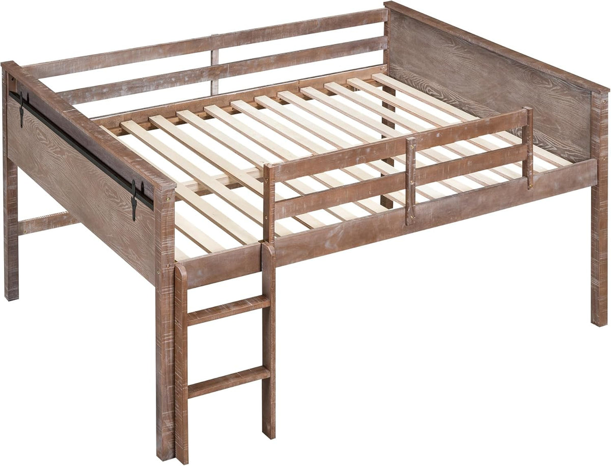 Twin Size Wood Loft Bed with Hanging Clothes Rack M207665