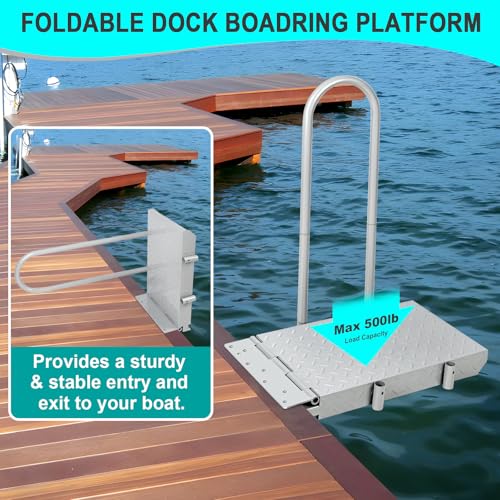 Silver Folding Dock Boarding Platform with Handrail Q687705
