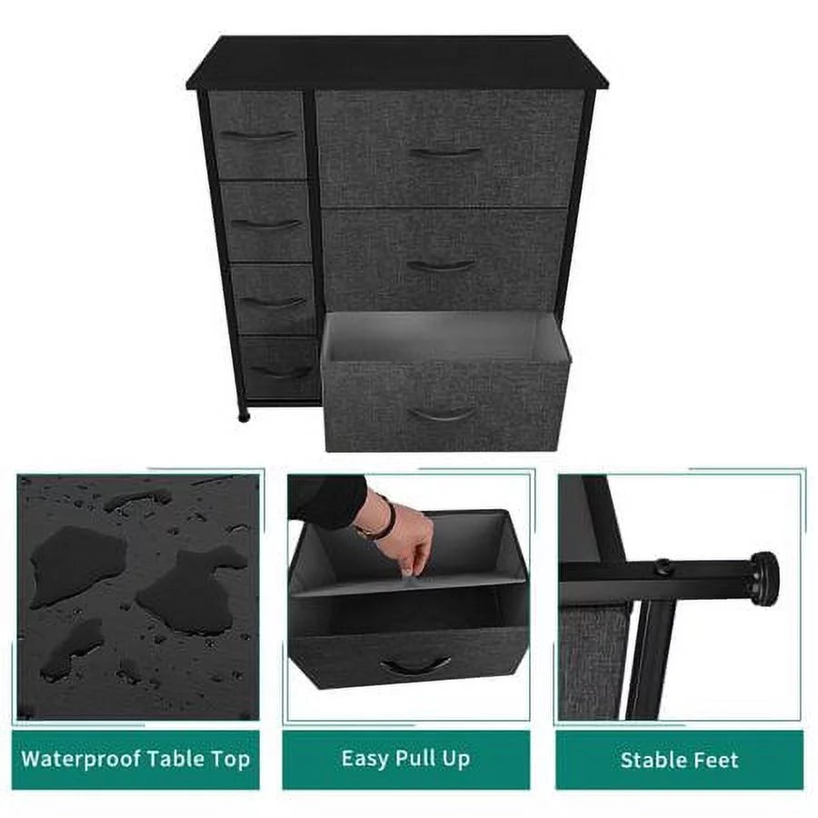 Black Grey 7 Drawer Dresser D80397
