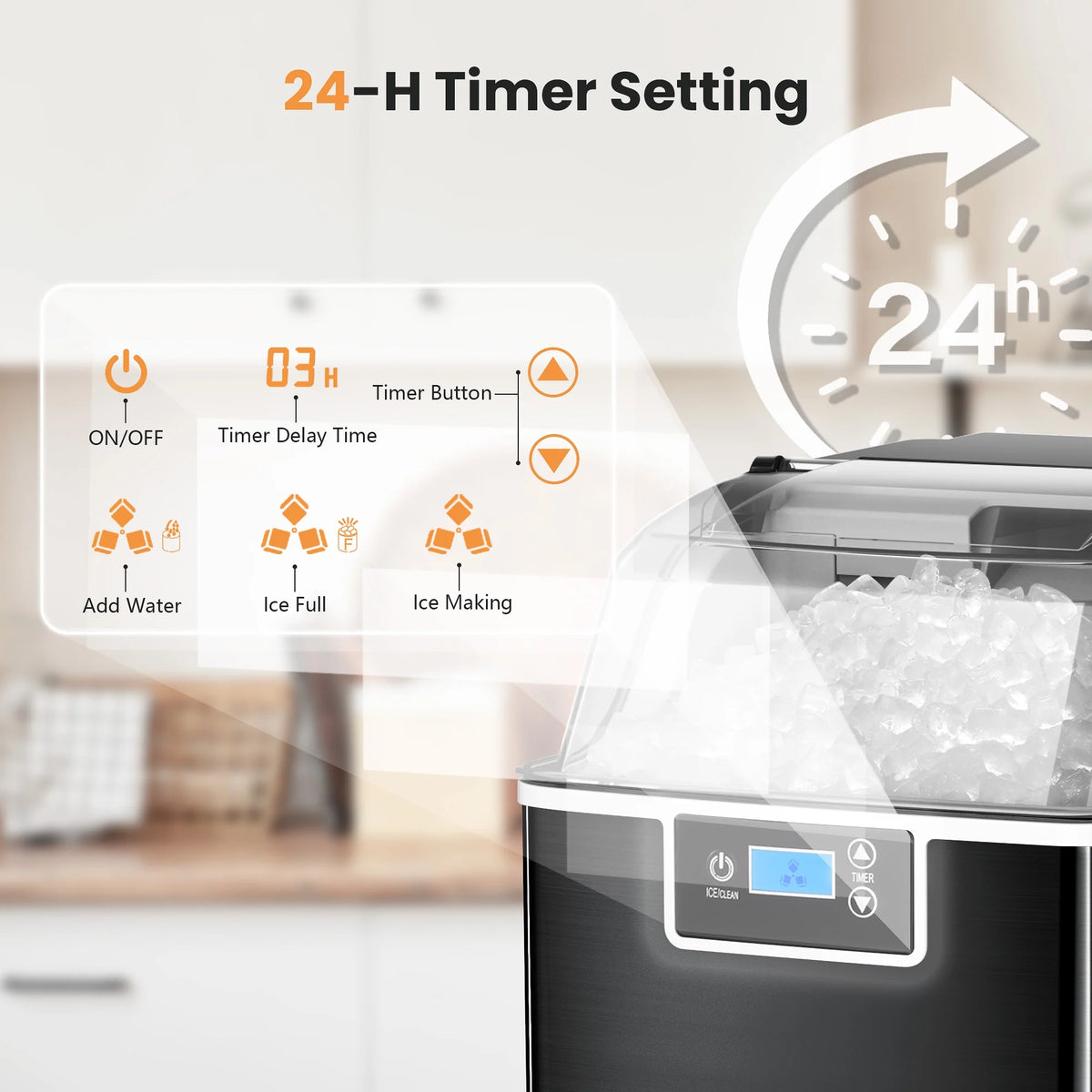 Black Portable Countertop Ice Maker with Basket & Scoop G38830