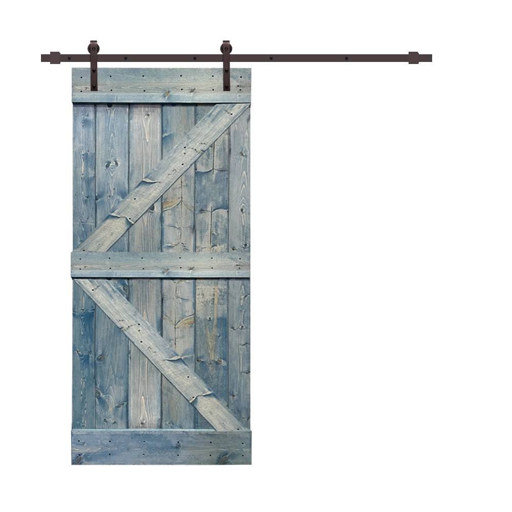 Solid Jungle Green Stained Pine Wood Interior Sliding Barn Door T81515
