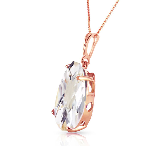 14k Rose Gold Teardrop White Topaz Pendant Necklace C159927