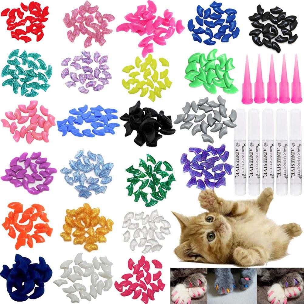 Cat Nail Caps with Glue and Applicators Y2610
