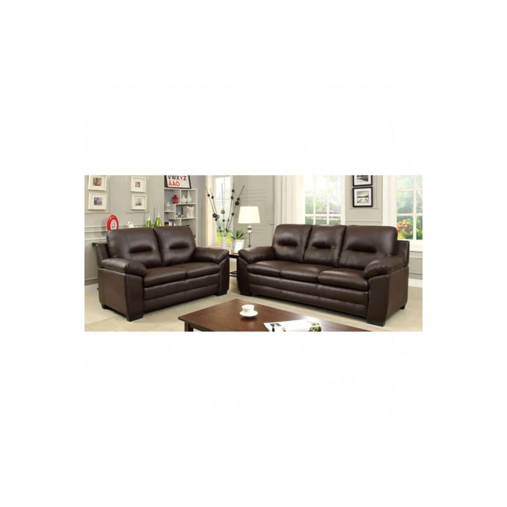 Brown Leatherette Tufted Sofa K7113