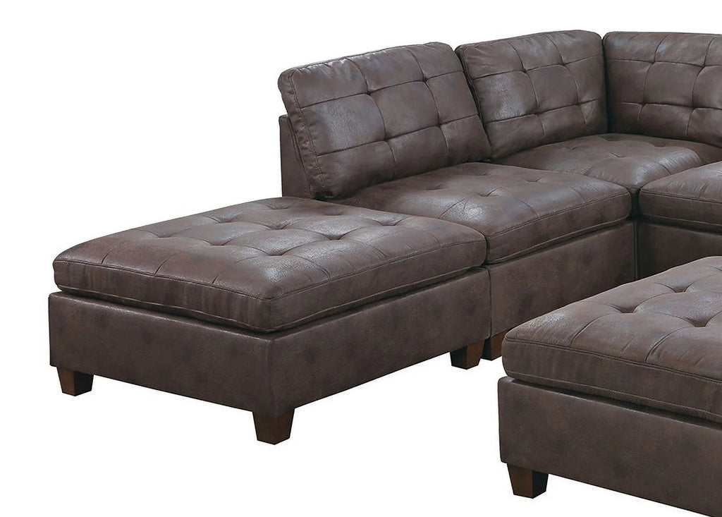 Tufted Armless Chair Dark Brown Leatherette 1pc Cushion Sofa Wooden Legs A18847