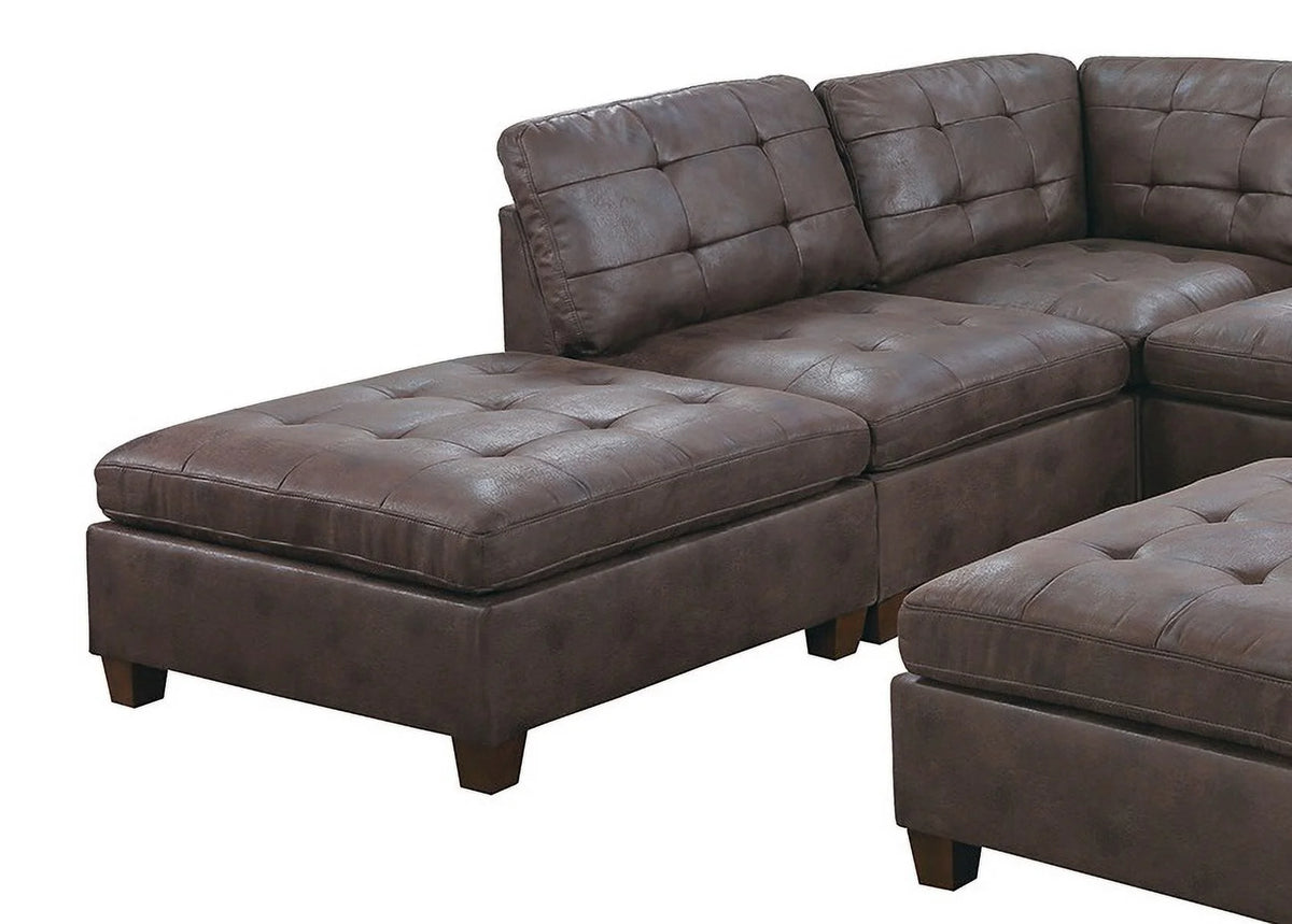 Tufted Armless Chair Dark Brown Leatherette 1pc Cushion Sofa Wooden Legs A18847