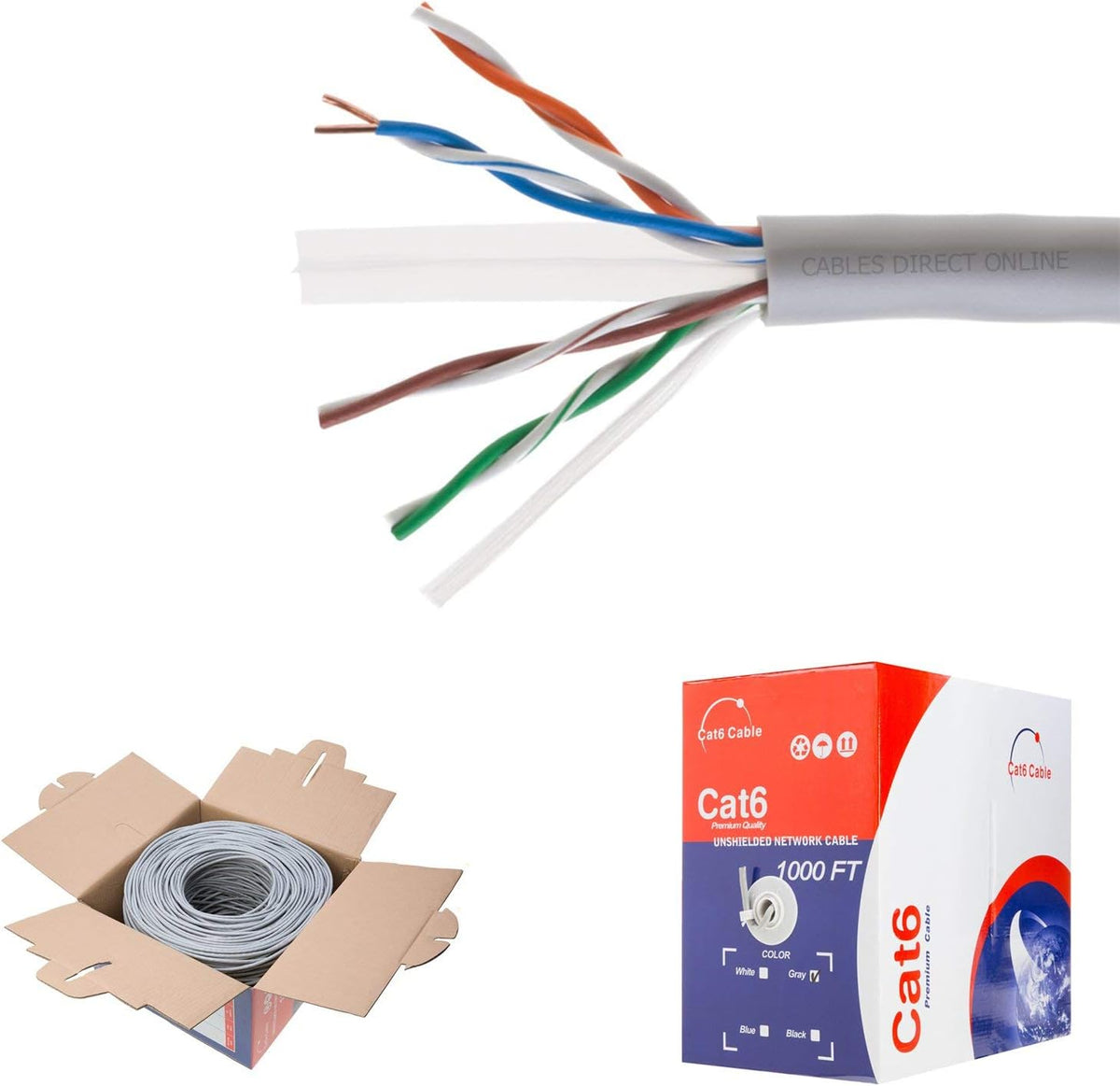 CAT6 1000ft UTP Blue Ethernet Solid Cable 23AWG L981267