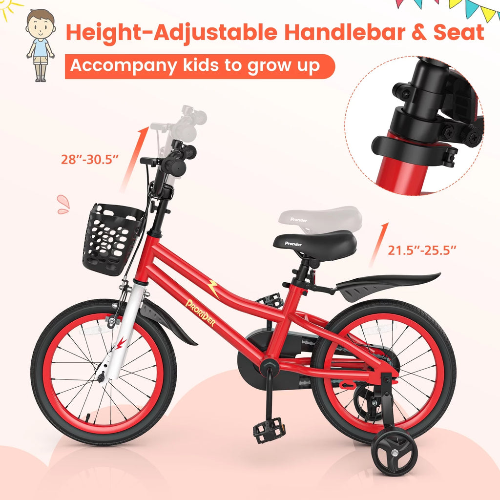 16'' Kid's Bike with Training Wheels & Basket Q7733