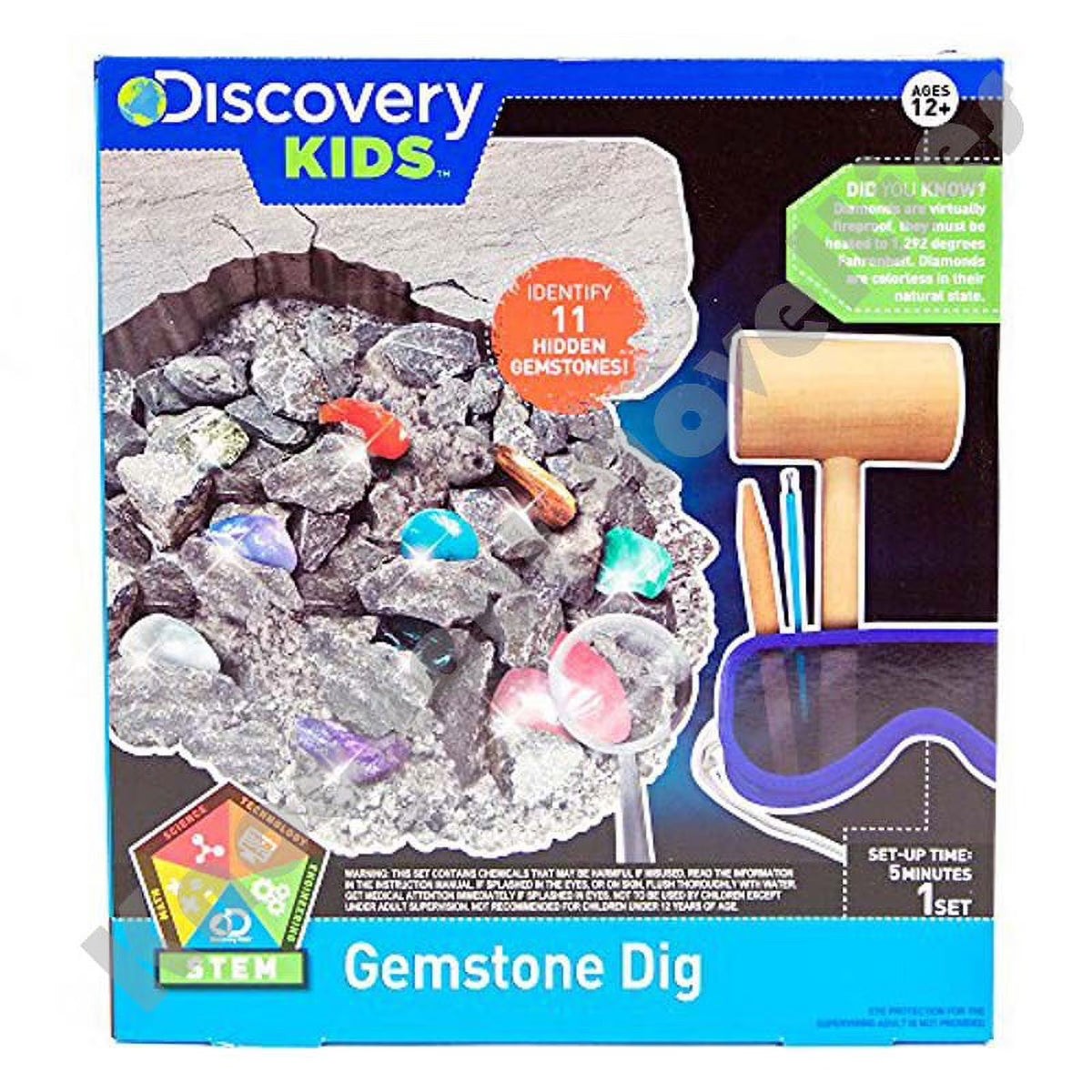 Gemstone Dig Stem Science Kit, Excavate 11 Real Gemstones U9794