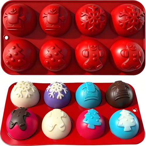 2 Pcs 8-Cavity Christmas Hot Cocoa Bomb Silicone Mold R972357