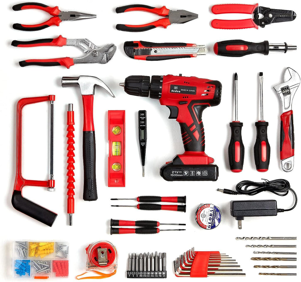 110Pcs Cordless Hammer Drill Tool Kit with 21V Li-Ion Battery & Charger B64109